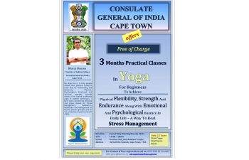 3-months free practical course in Yoga by Consulate General of India, Cape Town